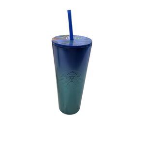Starbucks Hawaii Collection Blue Teal Ombré Turtle Stainless Steel Tumbler 24oz
